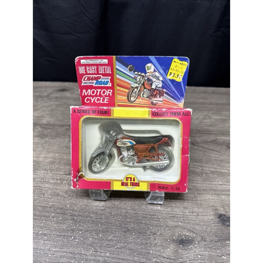 Vintage 1976 Champ Of the Road Kmart 1/20 Scale Kawasaki Mach 760 Diecast w/Box